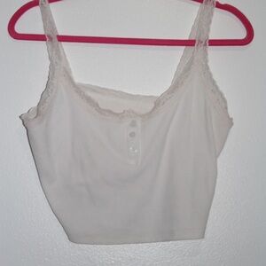 White Lace Trim Tank Top